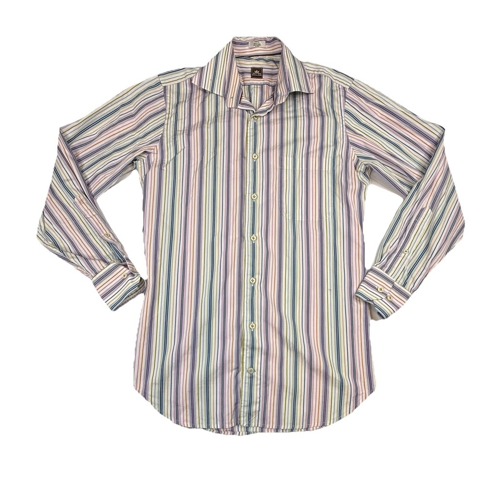 Peter Millar Candy Striped Long Sleeve Button Up Shirt Mens Small
